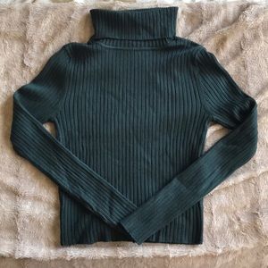 dark green cropped turtleneck